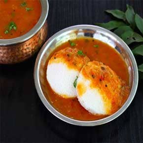 Idli Dipped in Sambhar